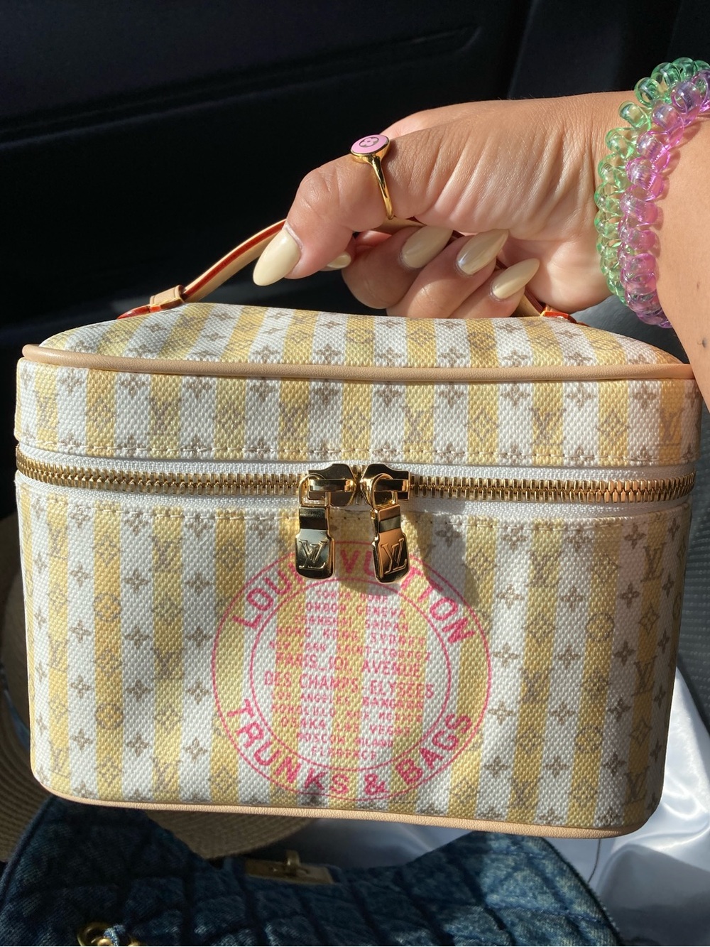 💛SOLD 💛 Louis Vuitton Yellow & Pink Monogram Stripe Cosmetic Case